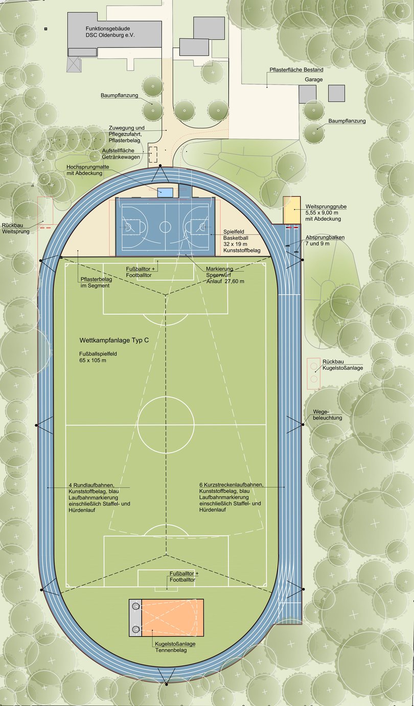 So sieht der Vorentwurf für die Sanierung der Sportanlage an der Klingenbergstraße aus. Vorentwurf: PS+ Planung von Sportstätten So sieht der Vorentwurf für die Sanierung der Sportanlage an der Klingenbergstraße aus. Vorentwurf: PS+ Planung von Sportstätten