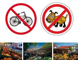 Keine Hunde und Fahrräder. Fotos: Duddek. Schilder: branchecarica, kolidzei/Fotolia