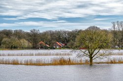 Überflutetes Gebiet an der Hunte und dem Osternburger Kanal. Foto: Hans-Jürgen Zietz