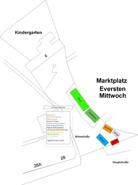 Plan des Wochenmarktes Eversten mittwochs. Plan: Stadt Oldenburg