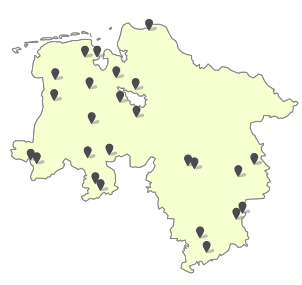 Karte von Niedersachsen mit Lernorten. Quelle: Stadt Oldenburg