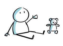Illustration eines Kindes mit Teddy. Foto: Dagmar Gosejacob
