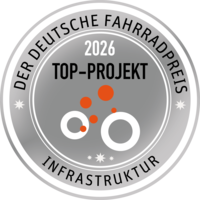 Darstellung der Top-5-Plakette des Deutschen Fahrradpreises. Bild: Der deutsche Fahrradpreis