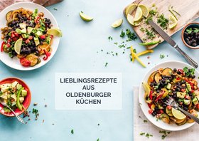 Titelbild eines Kochbuchs mit verschiedenen abgebildeteten Gerichten. Foto: Stadt Oldenburg