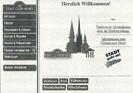 Screenshot der Website www.oldenburg.de aus dem Jahr 1997. Quelle: Stadt Oldenburg