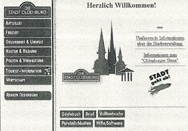 Screenshot der Website www.oldenburg.de aus dem Jahr 1997. Quelle: Stadt Oldenburg