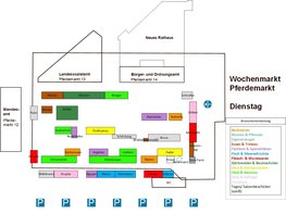 Plan des Wochenmarktes Pferdemarkt dienstags. Plan: Stadt Oldenburg