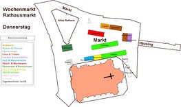 Plan vom Wochenmarkt Rathausmarkt donnerstags. Plan: Stadt Oldenburg  Stadt Oldenburg