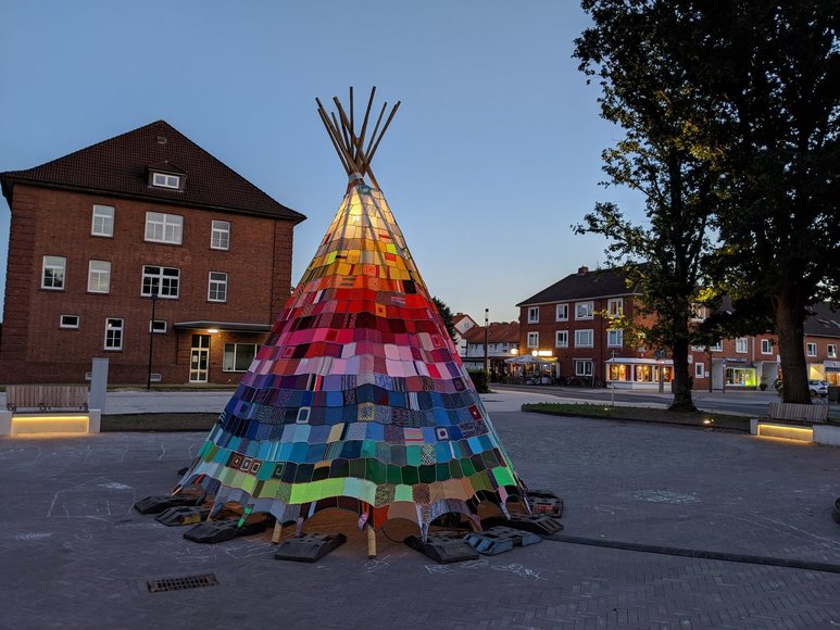 Das Tipi auf dem Klingenbergplatz Richtung Alter Postweg. Foto: Stadt Oldenburg