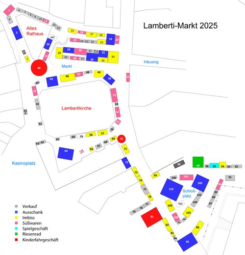 Standplan für den Lamberti-Markt 2025. Bild: Stadt Oldenburg