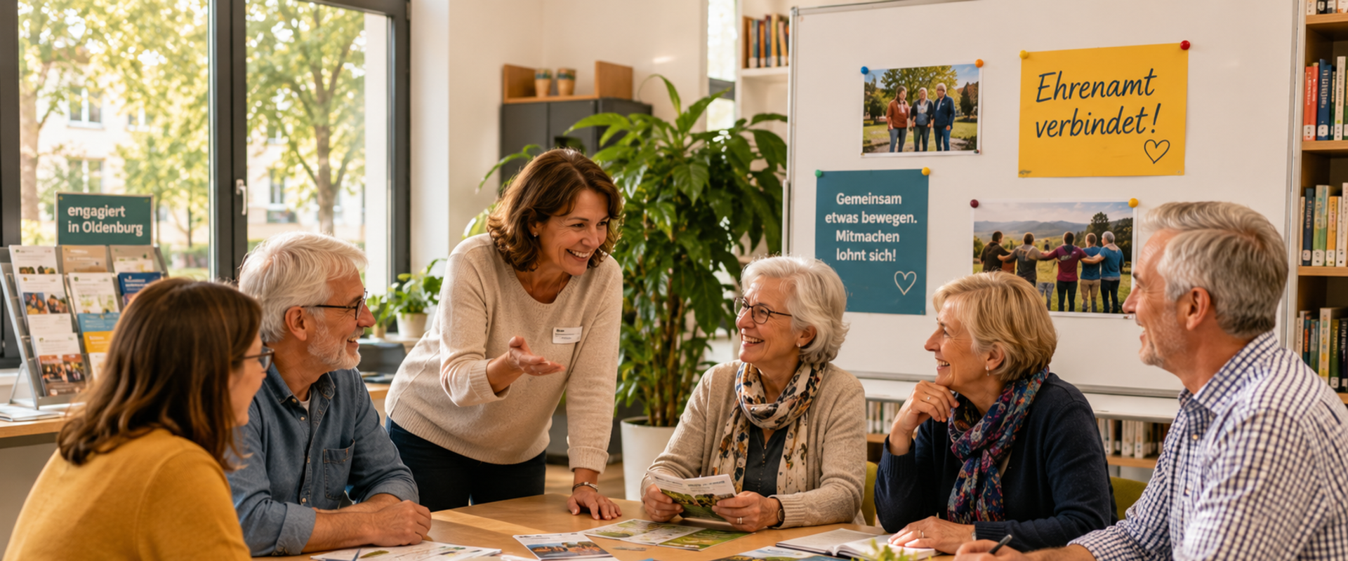 Ehrenamtliche Zusammenkunft von Personen. Foto: KI-generiert durch die Stadt Oldenburg