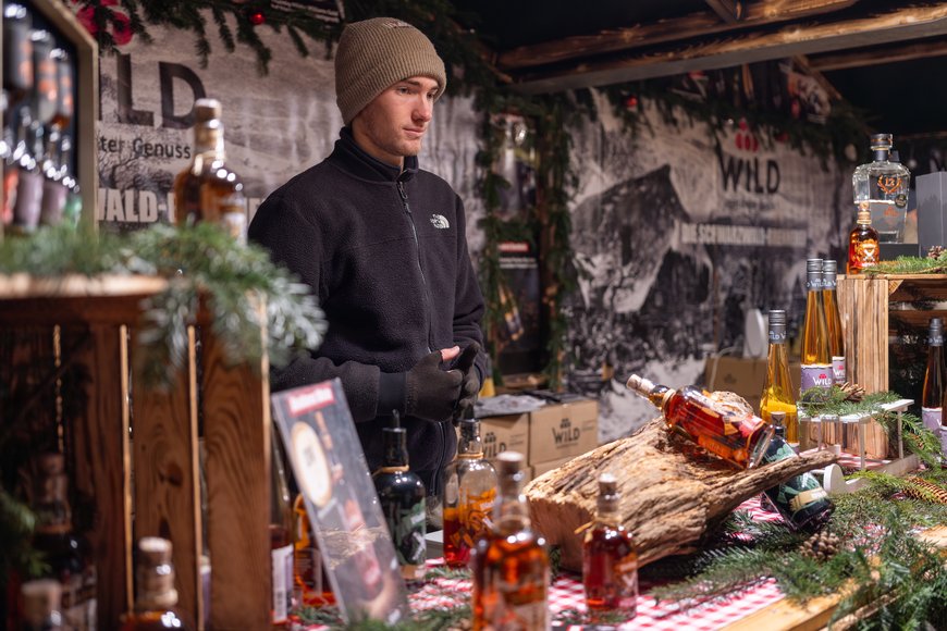 Sascha Stüber Die Schwarzwald-Brennerei WILD auf dem Lamberti-Markt 2025. Foto: Sascha Stüber