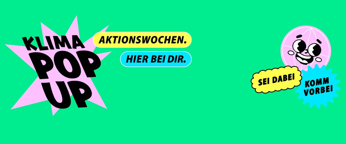 Zu sehen ist die Bewerbung des sogenannten KLIMA POP-UPs. Illustration: salty lemons GbR