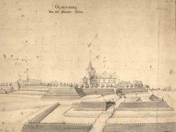 Ansicht der Stadt Oldenburg von Süden, circa im Jahr 1700. Quelle: Stadtmuseum Oldenburg
