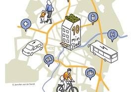 Illustration zum Thema Kurze Wege mit unterschiedlichen Bildelementen. Illustration: Jennifer van de Sandt