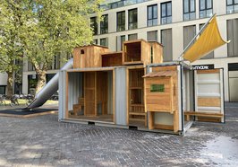 Am Spielcontainer am Schlossplatz laufen bis 13. März Instandhaltungsarbeiten, anschließend kann er wieder uneingeschränkt bespielt werden. Foto: Stadt Oldenburg