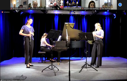 Leisteten einen musikalischen Beitrag zur digitalen Gedenkfeier: (von links) Lea Schröder, Eilika Hempel und Caroline Renz aus der Musikschule der Stadt Oldenburg. Foto: Stadt Oldenburg Leisteten einen musikalischen Beitrag zur digitalen Gedenkfeier: (von links) Lea Schröder, Eilika Hempel und Caroline Renz aus der Musikschule der Stadt Oldenburg. Foto: Stadt Oldenburg