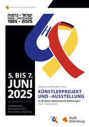 Flyer der Ausstellung zu 60 Jahre Oldenburg und Mateh Asher. Grafik: Stadt Oldenburg