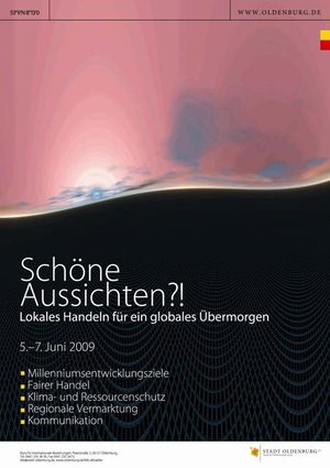 Offizielles Plakat der Veranstaltungsreihe „Schöne Aussichten?!“. Gestaltung: Stadt Oldenburg