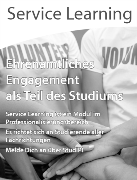 Plakat Service Learning für Studierende. Gestaltung: Universität Oldenburg