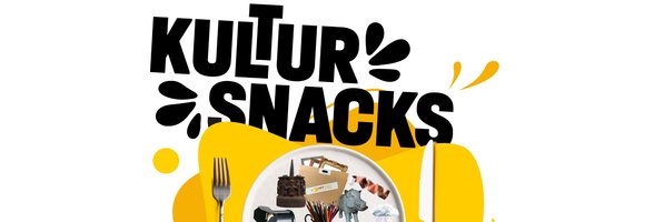 Teller mit kulturellen Elementen, Gabel, Messer und Schriftzug „Kultursnacks“. Foto: OTM