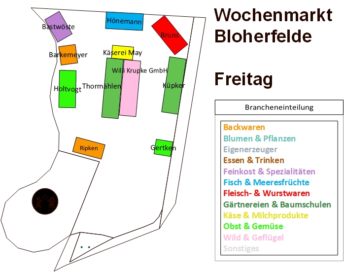 Plan des Wochenmarktes Bloherfelde freitags. Plan: Stadt Oldenburg