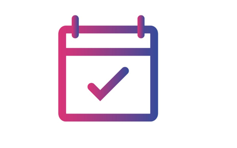 Kalenderblatt mit Haken in pink-lilanem Farbverlauf. Quelle: Stadt Oldenburg